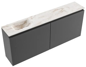 Mondiaz Ture DLux toiletmeubel 120cm dark grey met wastafel frappe links met kraangat