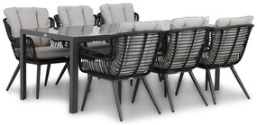 Tuinset 6 personen 210 cm Wicker/Aluminium/Aluminium/wicker Zwart Coco Azzano/Mondello