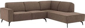Goossens Hoekbank Hercules bruin, microvezel, 2,5-zits, modern design met ligelement rechts