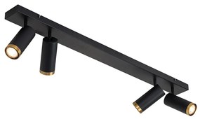 Moderne plafondspot zwart met brons 4-lichts verstelbaar - Renna