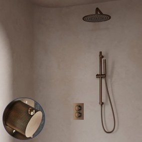 Saniclear Antique Stripes inbouw regendouche met 20cm hoofddouche, muurarm en glijstang verouderd messing