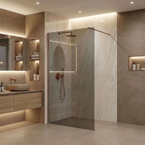 Walk-in douchewand Rea Flexi Grey / Brush Copper 140