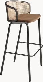 Barstoel David met velours zitting & rotan rugleuning