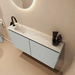 Mondiaz Ture DLux toiletmeubel 100cm greey met wastafel ostra links met kraangat