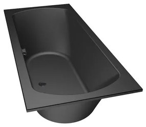 Xenz Lagoon ligbad - 180x80cm - met overloop - zonder afvoer - Acryl Ebony mat 6928-29