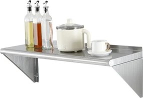 VEVOR zwevende plank van roestvrij staal van 30 x 91 cm, aan de muur bevestigd met beugels, draagvermogen van 113 kg, commerciële stelling, zwaar opbergrek voor restaurants, keukens, bars, woningen en hotels
