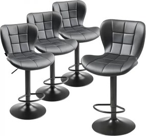 VEVOR barkrukken 4-pack moderne barkrukken van PU-leer, 360° draaibare bistrokruk met rugleuning en voetensteun, in hoogte verstelbare keukenkruk (draagvermogen 149,7 kg) voor eetkamer, zwart