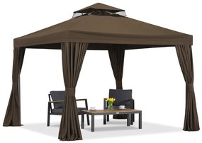 Bruin tuinpaviljoen met gordijnen Valencia 3x3m Garden Point