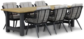 Tuinset 6 personen 260 cm Wicker/Aluminium/Aluminium/wicker Zwart Coco Azzano/San