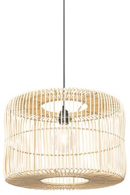 Oosterse hanglamp zwart met rotan kap - Maud