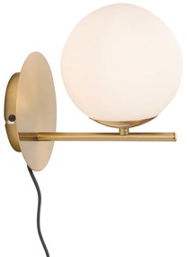 Art Deco wandlamp goud en opaal glas - Flore