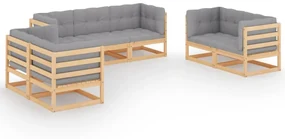 vidaXL 7-delige Loungeset met kussens massief grenenhout