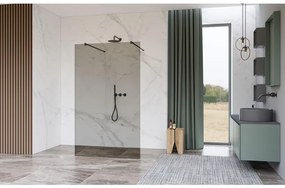 Fortifura Galeria Vrijstaande Inloopdouche - 140x200cm - Rookglas - antikalk - 8mm veiligheidsglas - wandsteunen - Geborsteld Gunmetal PVD SW927771 2x/SW797946