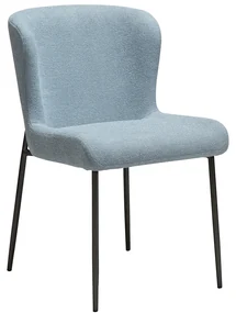 Dan-Form Glam Luxe Eetkamerstoel Boucle Blauw En Antique Pewter