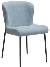 Dan-Form Glam Luxe Eetkamerstoel Boucle Blauw En Antique Pewter