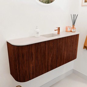 Mondiaz Joya DLux 105cm toiletmeubel ronding links/rechts ruby met wastafel faye midden 1 kraangat meli