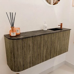 Mondiaz Joya DLux 100cm toiletmeubel ronding links dusk met wastafel faye rechts 1 kraangat lava