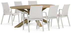 Tuinset 6 personen 240 cm Aluminium/textileen Taupe Osmen Joliet/Boston