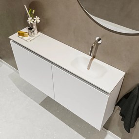 Mondiaz Ture 100cm toiletmeubel talc met wastafel talc rechts geen kraangat