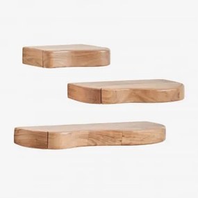 Set Van 3 Wandplanken Met Opbergruimte Van Acaciahout Nireimi Acacia Bruin - Sklum