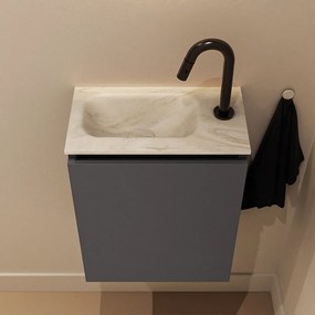 Mondiaz Ture DLux toiletmeubel 40cm dark grey met wastafel ostra links met kraangat