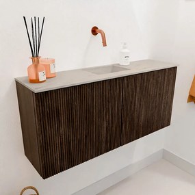 Mondiaz Joya DLux 90cm toiletmeubel walnut met wastafel faye midden zonder kraangat opalo
