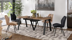 AVERY eik Halifax vertind/onderkant zwart - LOFT/INDUSTRIËLE TAFEL VOOR WOONKAMER/EETKAMER UITKLAPBAAR TOT 290 cm!