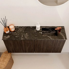 Mondiaz Joya DLux 90cm toiletmeubel walnut met wastafel faye rechts 1 kraangat lava
