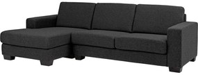 Goossens Hoekbank N-joy Divana Met Chaise Longue antraciet, stof, 2-zits, stijlvol landelijk met chaise longue links