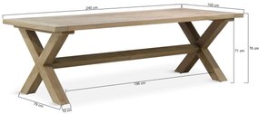 Dining Tuintafel rechthoekig 240 x 100 cm Teak Grijs Oregon