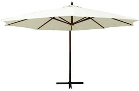 vidaXL Zweefparasol met houten paal 350 cm zandwit