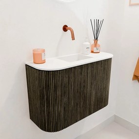 Mondiaz Joya 65cm toiletmeubel ronding links/rechts shadow met wastafel faye midden zonder kraangat talc