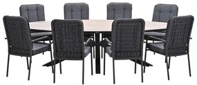 Garden Impressions Aleria tuinset 9-delig - Tulli tuintafel 280x140xH75 cm - light teak vironwood