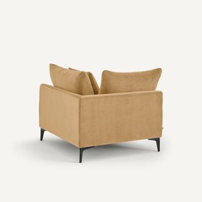 Hoekbank in stone-kleurig fluweel, MODERNISTE, ontwerp van Emmanuel Gallina