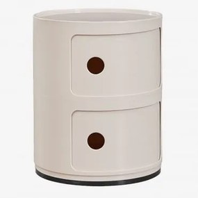 Set Van 2 Ronde Nachtkastjes Ø30 Cm Met Planken Babel Tapioca Beige & 2 Lades - Sklum