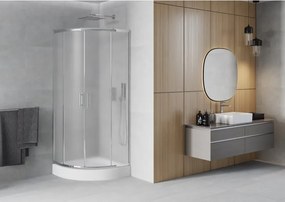 Mexen Rio halfronde douchecabine 70 x 70 cm, matglas, chroom + douchebak, wit - 863-070-070-01-30-4710