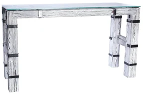 CHYRKA® Eettafel woonkamer tafel DROHOBYCZ kruk loft vintage bar industrieel design handgemaakt hout glas metaal