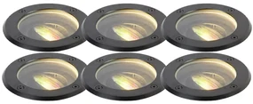 Set van 6 smart buiten grondspots zwart verstelbaar IP65 incl. Wifi GU10 - Delux Modern GU10 IP65 Buitenverlichting