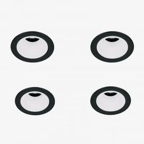 Pack Van 4 Inbouw Led-downlights Met Ronde Frames Ø5 Cm In Aluminium Luisiana Zwart – Wit & Warm Wit 3000k & 3 W & 38º - Sklum