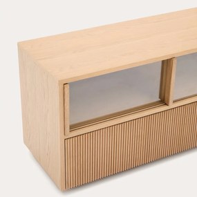 Kave Home Helvine Tv-meubel Eiken Met Glazen Schuifdeuren - 200x40x54cm.