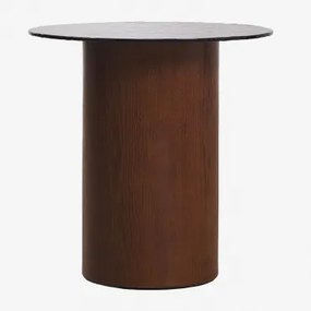 Ronde Bijzettafel Ø50 Cm Van Gehard Glas En Mdf Asgri Donker Asbruin - Sklum