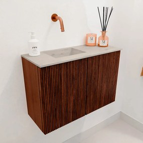 Mondiaz Joya DLux 60cm toiletmeubel ruby met wastafel faye links zonder kraangat opalo