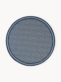 Ronde outdoor dubbelzijdig vloerkleed Reddy met ruitjesmotief