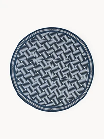 Ronde outdoor dubbelzijdig vloerkleed Reddy met ruitjesmotief