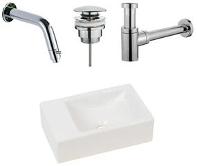 Plieger Houston fonteinset met mat witte fontein links en chromen inbouwkraan