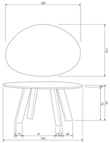 BePureHome Roundly Organische Eettafel Walnoot - 160 X 110cm.