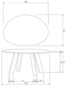 BePureHome Roundly Organische Eettafel Walnoot - 160 X 110cm.