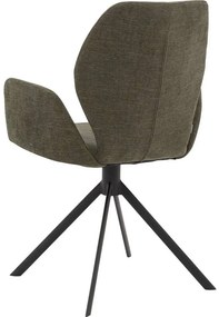 Goossens Eetkamerstoel Hera groen stof met draaifunctie met armleuning, modern design