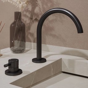 Saniclear Bond Curved wastafelkraan 2-gats met Coldstart zwart mat