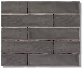 Hoogglans Handvorm Wandtegel 7.5x30 Cm Manhattan Grafiet RBT48